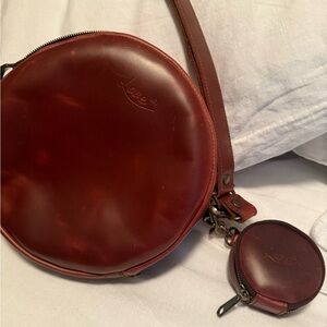Love 41 chestnut Leather Crossbody Bag with Coin Pouch